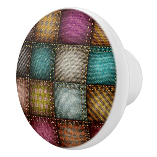 Rustic Patchwork-Afbeelding Keramische Knop (Rechts)