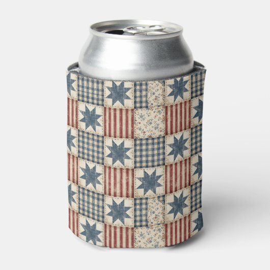 Rustic Patchwork Americana Quiltpatroon Blikjeskoeler (Blikje Voorkant)
