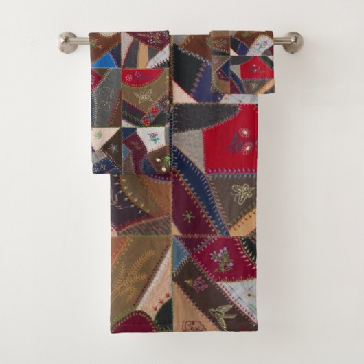 Rustic Patchwork Crazy Quilt Pattern Elegant Bad Handdoek (Insitu)
