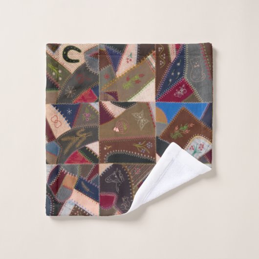 Rustic Patchwork Crazy Quilt Pattern Elegant Bad Handdoek (Wasdoekje)