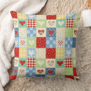 Rustic Patchwork Harten Picknick Patroon (1) Kussen