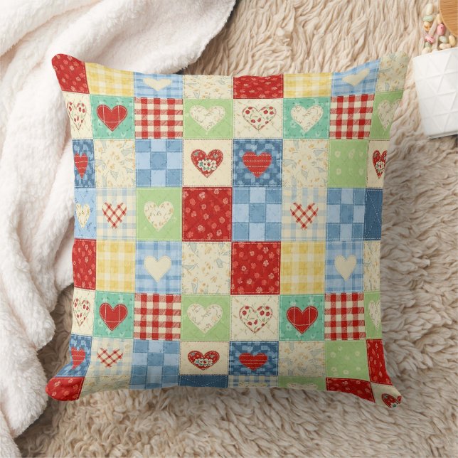 Rustic Patchwork Harten Picknick Patroon (1) Kussen (Deken)