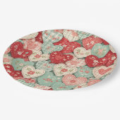 Rustic Patchwork Harten Picknick Patroon (1) Papieren Bordje (Gekanteld)