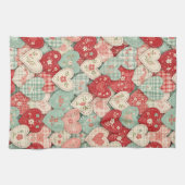 Rustic Patchwork Harten Picknick Patroon (2) Theedoek (Horizontaal)