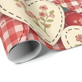 Rustic Patchwork Harten Picknick Patroon (3) Cadeaupapier (Rol Hoek)