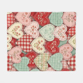Rustic Patchwork Harten Picknick Patroon (3) Fleece Deken (Voorkant (Horizontaal))