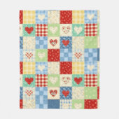 Rustic Patchwork Harten Picknick Patroon Fleece Deken (Voorkant)
