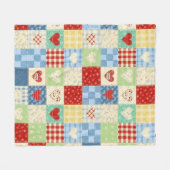 Rustic Patchwork Harten Picknick Patroon Fleece Deken (Voorkant (Horizontaal))