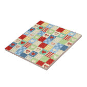 Rustic Patchwork Harten Picknick Patroon Tegeltje (Zijkant)