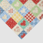 Rustic Patchwork Harten Picknick Patroon Tissuepapier (Detail)