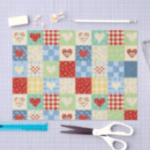 Rustic Patchwork Harten Picknick Patroon Tissuepapier (Craft)