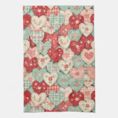 Rustic Patchwork Hearts Picnic Pattern (2) Theedoek (Verticaal)