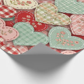 Rustic Patchwork Hearts Picnic Pattern (3) Cadeaupapier (Hoek)