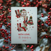 Rustic Patchwork Ho Ho Ho Christmas Feestdagenkaart