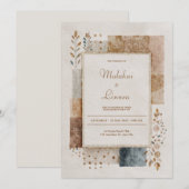 Rustic Patchwork Jute Goud Folie Volkwedding Kaart (Voorkant / Achterkant)