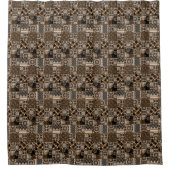 Rustic patchwork patroon douchegordijn (Voorkant)