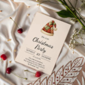 Rustic Patchwork Santa Hat Christmas Party Kaart