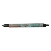 Rustic Patina Copper Monogrammed Zwarte Inkt Pen (Voorkant)