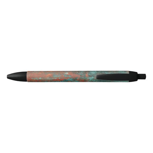 Rustic Patina Copper Monogrammed Zwarte Inkt Pen (Achterkant)