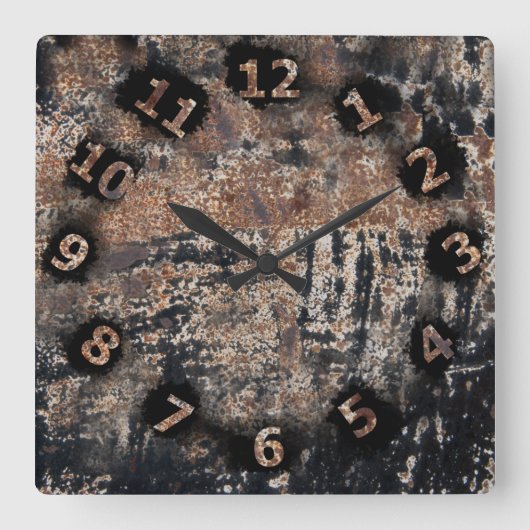 Rustic Patina Texture Workshop Garage Vierkante Klok (Voorkant)