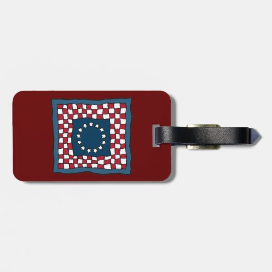 Rustic Patriotic Americana Quilt Pattern Verenigde Bagagelabel (Achterkant horizontaal)