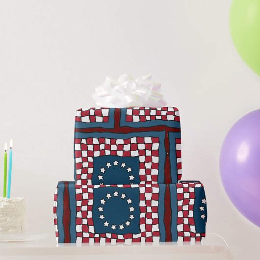 Rustic Patriotic Americana Quilt Pattern Verenigde Cadeaupapier