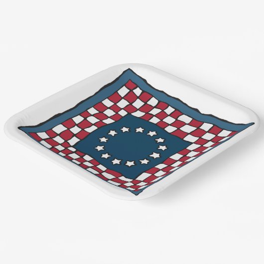 Rustic Patriotic Americana Quilt Pattern Verenigde Papieren Bordje (Gebogen)