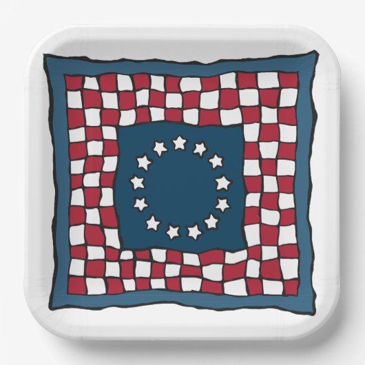 Rustic Patriotic Americana Quilt Pattern Verenigde Papieren Bordje (Voorkant)