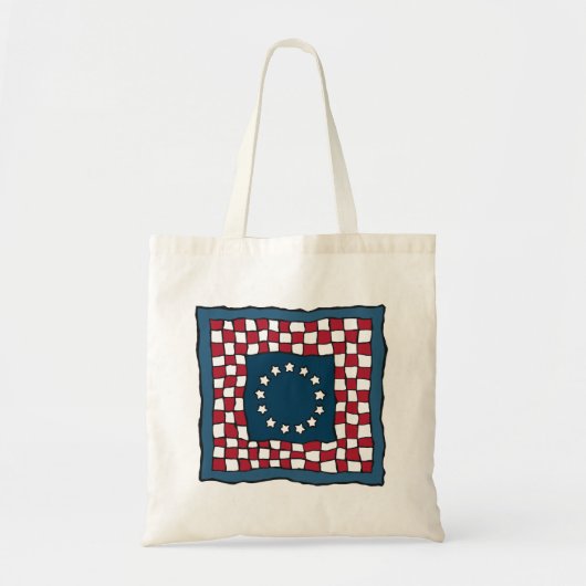 Rustic Patriotic Americana Quilt Pattern Verenigde Tote Bag (Voorkant)
