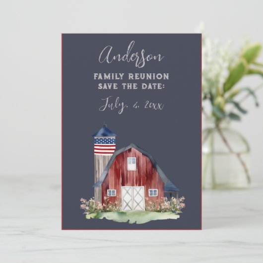 Rustic Patriotic Family Reunion Kaart (Staand voorkant)