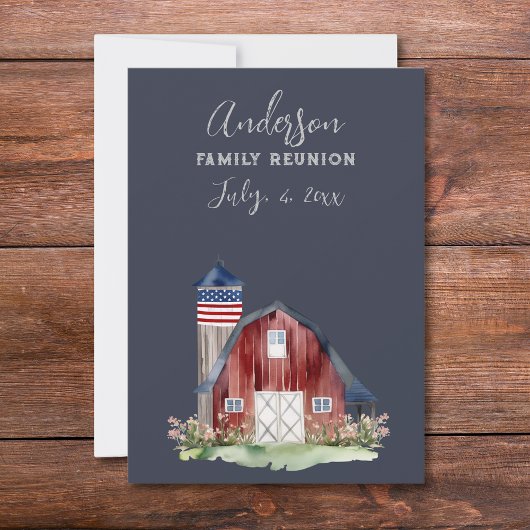 Rustic Patriotic Family Reunion Kaart