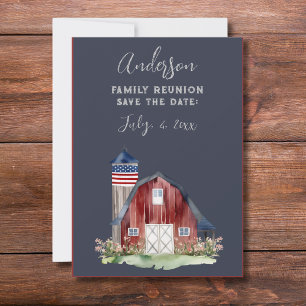 Rustic Patriotic Family Reunion Kaart
