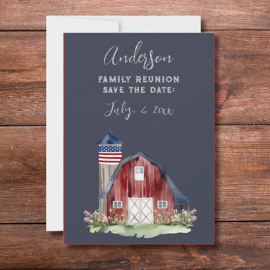 Rustic Patriotic Family Reunion Kaart