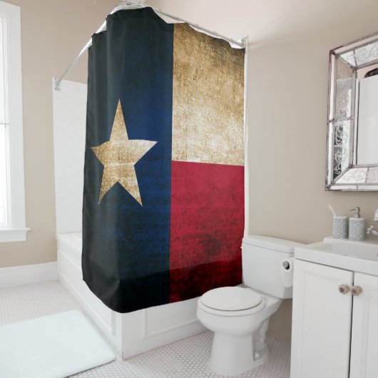 Rustic Patriotic Flag in Texas Douchegordijn (In situ)