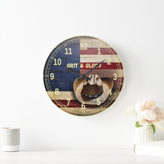 Rustic Patriotic "GRIT & GLORY" gift Grote Klok (Huis)