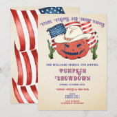 Rustic Patriotic Pumpkin Showdown tijdens Hallowee Kaart (Voorkant / Achterkant)
