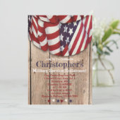 Rustic Patriotic Red White Blue Service Enlistment Kaart (Staand voorkant)