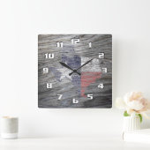 Rustic Patriotic Texas Flag op houtextuur Vierkante Klok (Huis)