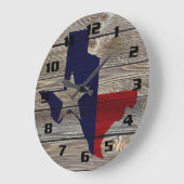 Rustic Patriotic Texas Map en Flag Grote Klok (Hoek)