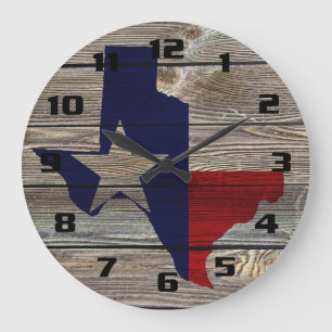 Rustic Patriotic Texas Map en Flag Grote Klok