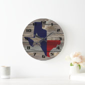 Rustic Patriotic Texas Map en Flag Grote Klok (Huis)