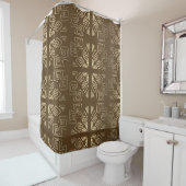Rustic Pattern Brown Gold Douchegordijn (In situ)