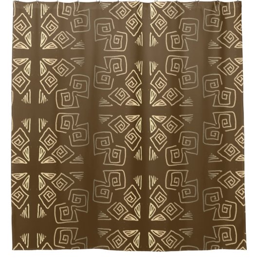 Rustic Pattern Brown Gold Douchegordijn (Voorkant)