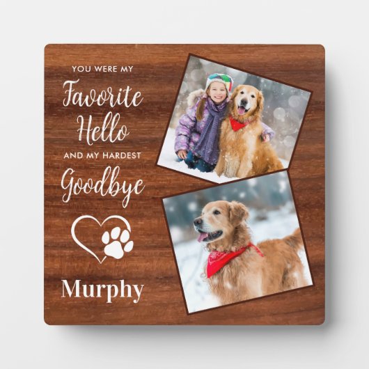 Rustic Paw Drukt Aangepaste foto van voetstuk Fotoplaat (Voorkant)