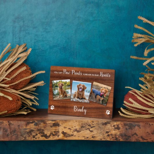 Rustic Paw Drukt Aangepaste foto van voetstuk Fotoplaat (Zijkant)