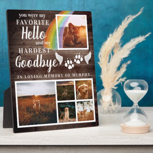 Rustic Paw Drukt Aangepaste foto van voetstuk Fotoplaat (Zijkant)