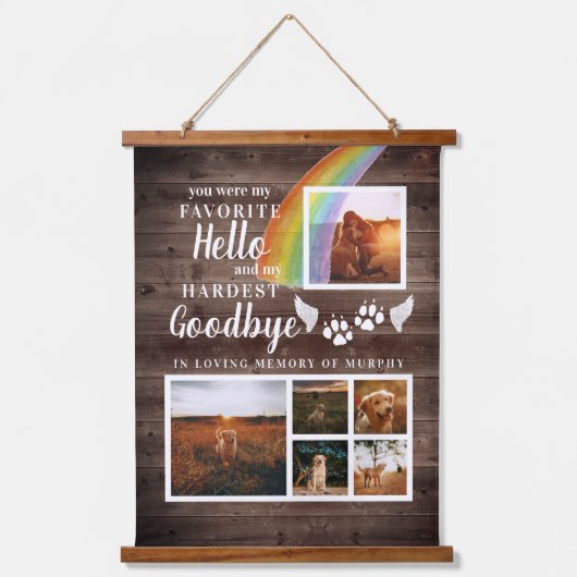 Rustic Paw Drukt Aangepaste foto van voetstuk Hangend Wandkleed (Voorkant)