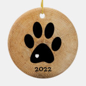 Rustic Paw Print Custom Ceramic Ornament (Achterkant)