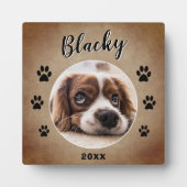Rustic Paw Print Dog Pet Name and Photo Fotoplaat (Voorkant)