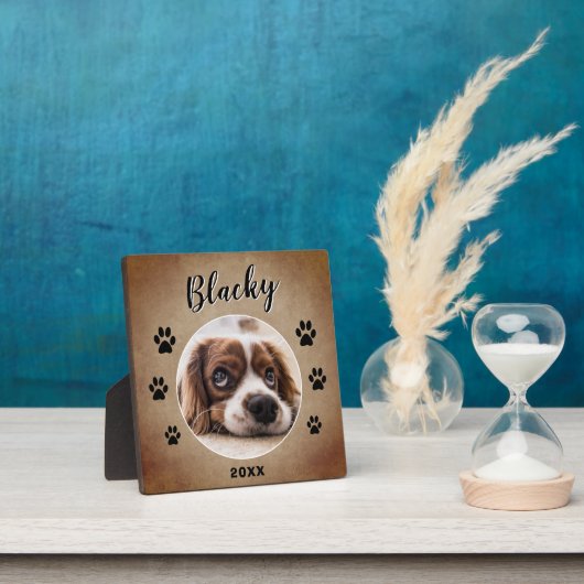 Rustic Paw Print Dog Pet Name and Photo Fotoplaat (Insitu)